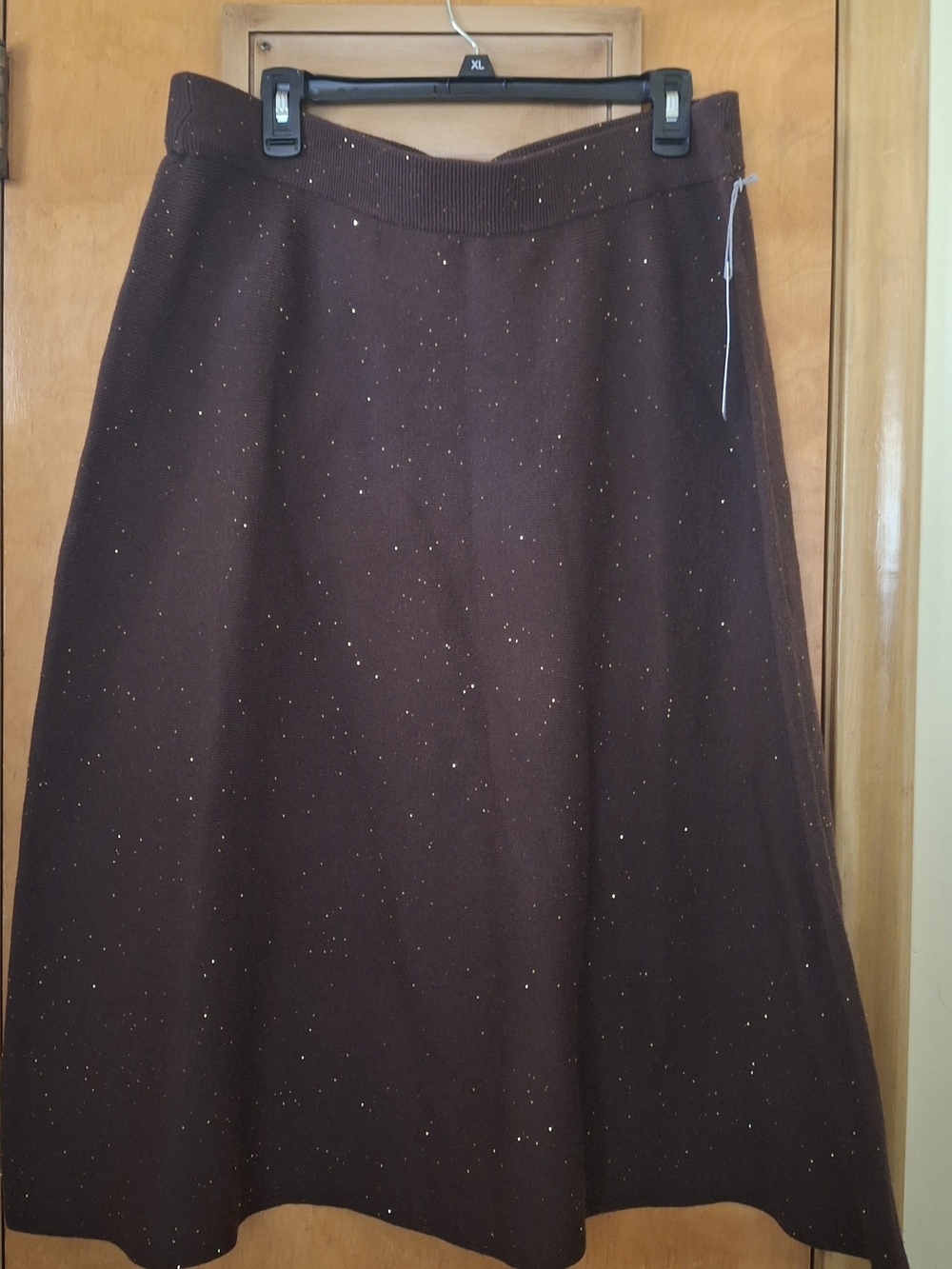 Liz Clairborne Chocolate Brown Knit Skirt with Subtle Metallic Speckle Size XL